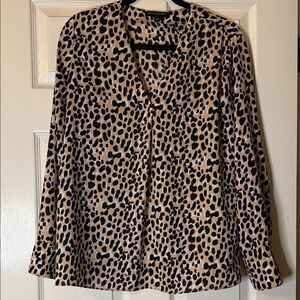 Banana Republic Animal Print Blouse - Black and Tan